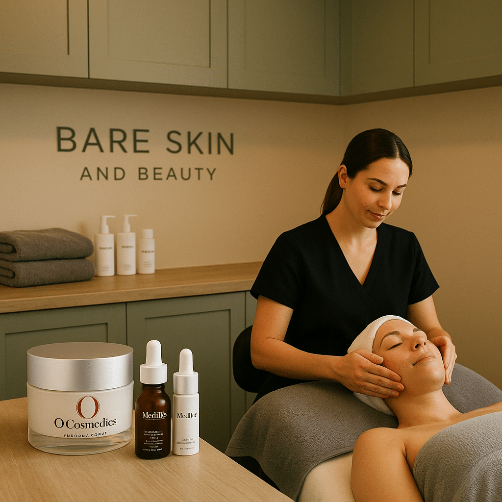Professional skincare treatment being performed