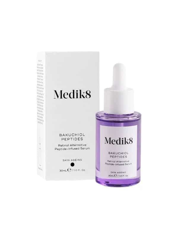 Medik8 Bakuchiol Peptides serum with packaging box displayed.
