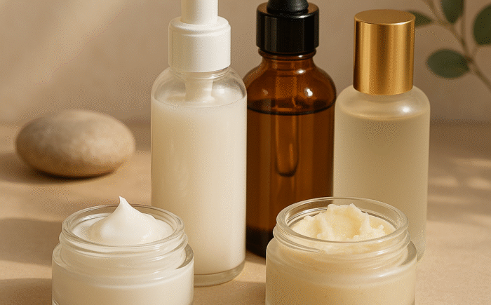 Skincare occlusives in minimalist arrangement