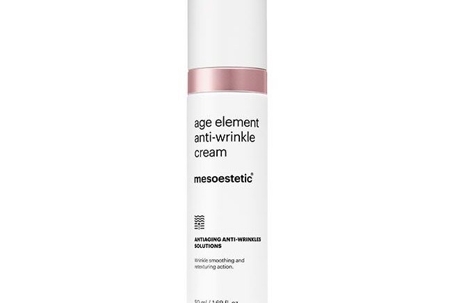 Mesoestetic Age Element Anti-Wrinkle Cream in white bottle.