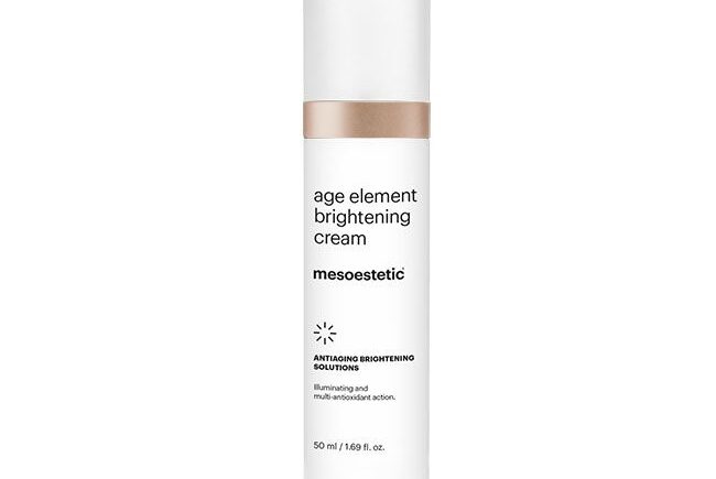 White bottle of Mesoestetic Age Element Brightening Cream.