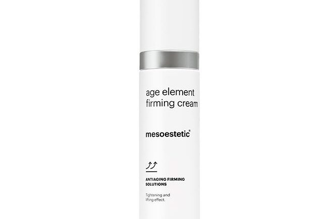 White bottle of Mesoestetic Age Element Firming Cream.
