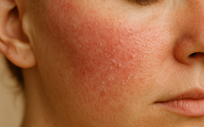 Over exfoliation symptoms on cheek