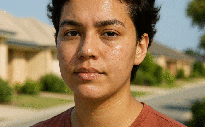 Young person with combination skin in Brabham 1