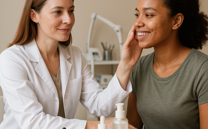Dermatologist skincare consultation