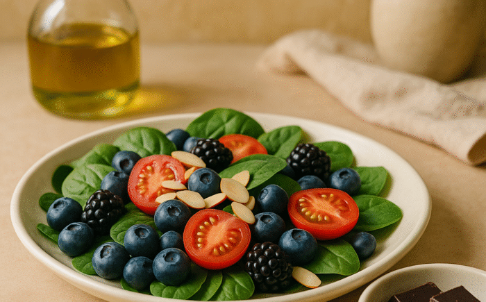 Mediterranean salad with dark chocolate