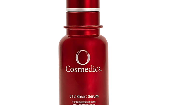 Red B12 Smart Serum bottle by O Cosmedics.