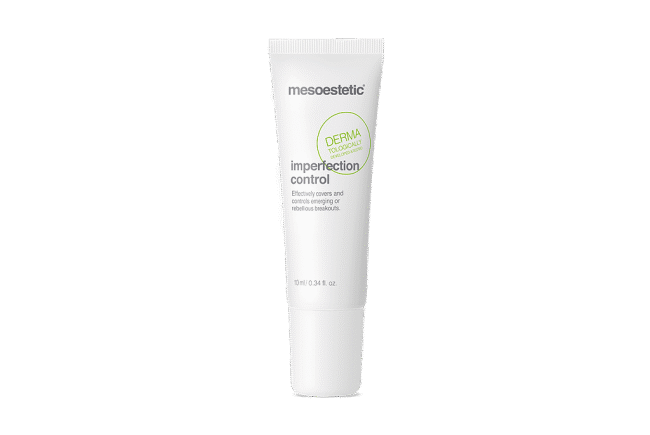 Mesoestetic Imperfection Control tube on white background.