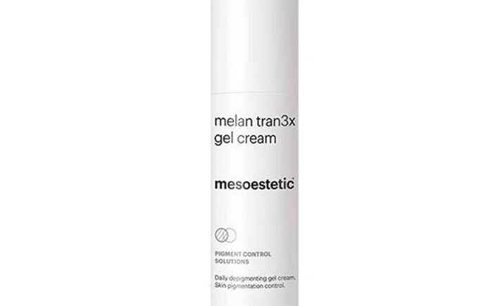 Mesoestetic Melan Tran3x Gel Cream, brightening skincare product.