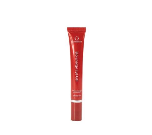 Red Bio-Energy Eye Gel tube on white background.