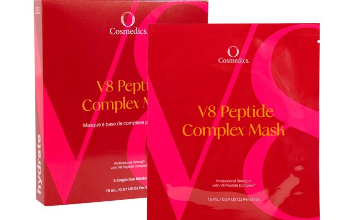 V8 Peptide Complex Mask packaging with bold pink design.