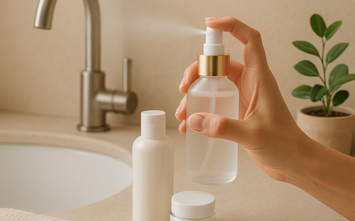 Bathroom skincare setup for daily routine