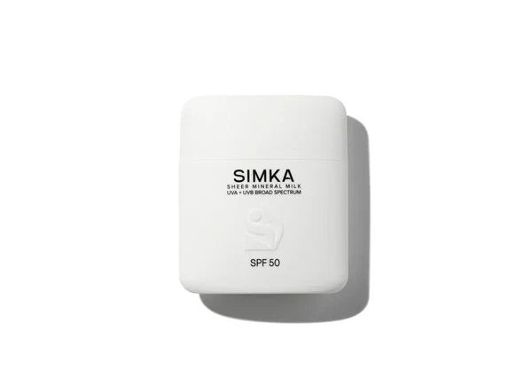 Simka SPF 50 sheer UV mineral milk sunscreen.