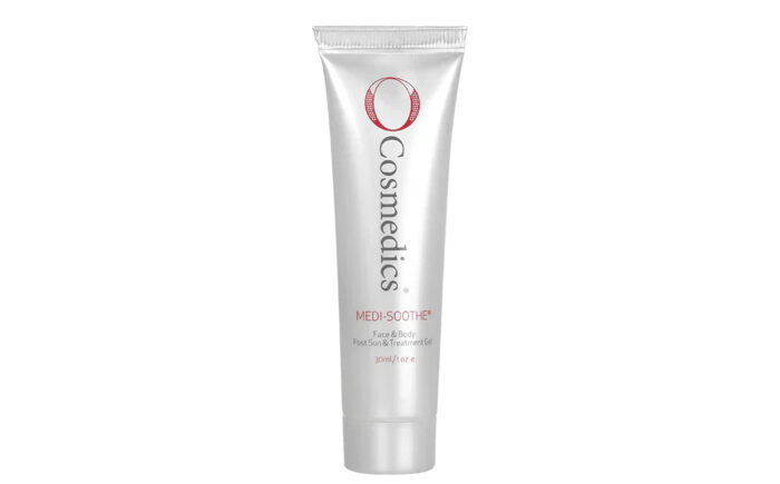 Silver tube of O Cosmedics Medi-Soothe face moisturizer.