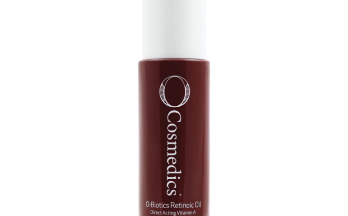 O Cosmedics O-Biotics Retinoic Oil bottle, white cap.