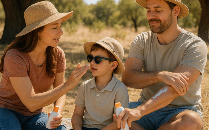 Sun safe picnic with family